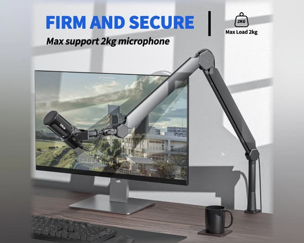BM66 Boom Arm Stand - Svart Mikrofonstativ
