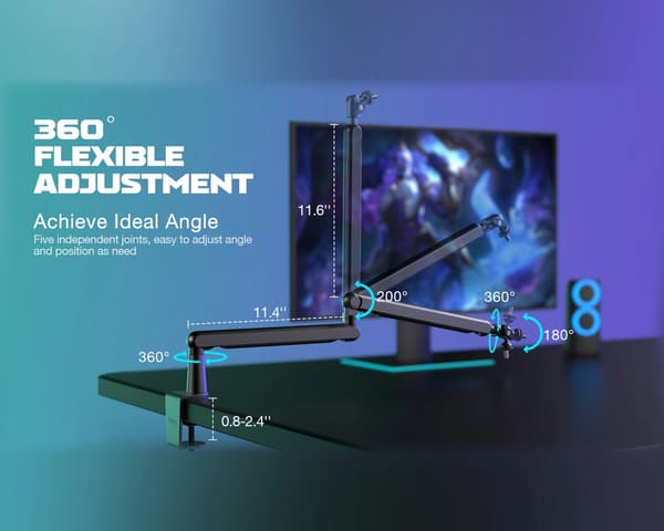 Low-Profile Boom Arm Stand - Svart Mikrofonstativ