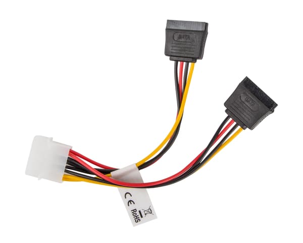Molex (Han) til 2X SATA (Hun) Kabel 15cm