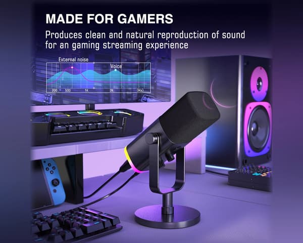 AMPLIGAME AM8 RGB USB/XLR Mikrofon - Dynamisk Mikrofon - Svart