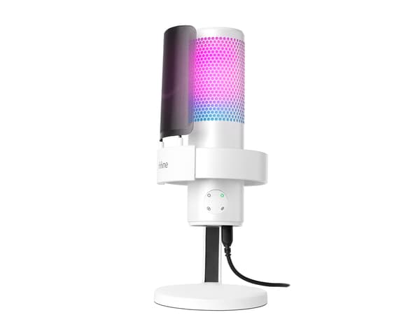 AMPLIGAME A9 USB Gaming Mikrofon RGB - Vit