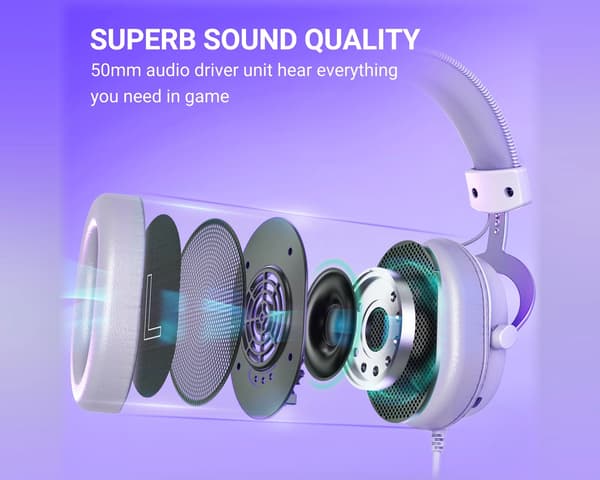 H9 7.1 Gaming Headset RGB - Vit