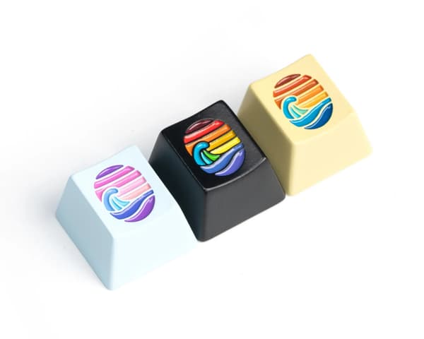 Colorful Great Wave Zinc Alloy Artisan Keycap - Musta