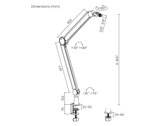Studio Mircrophone Arm - Mikrofonarm Sort