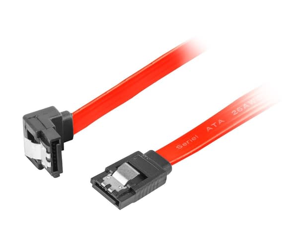 SATA 2 Vinklad (3GB/S) 50cm Metallklämmor - Röd