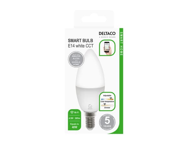 Smart Lampa E14 WiFI, White CCTC, Dimbar