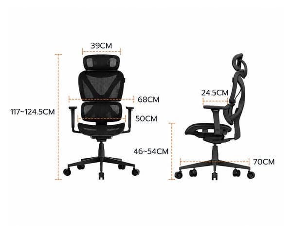 SpineX Pro Ergonomisk Kontorstol - Svart