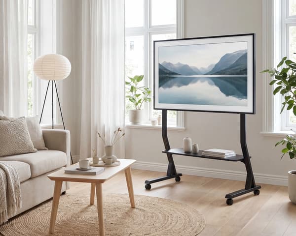 TV Stand on Wheels - 45”-90” - Musta TV-teline pyörillä