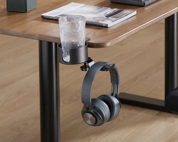 Hodetelefonholder med Koppholder - Svart