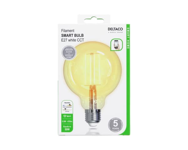 LED-lampa Filament E27 WiFI 5.5W G95, Dimbar