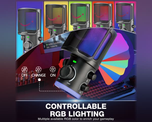 Ampligame AM6 kondensaattorimikrofoni RGB - Black