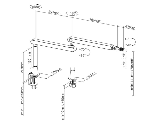 Premium Studio Mircrophone Arm - Mikrofonarm Sort