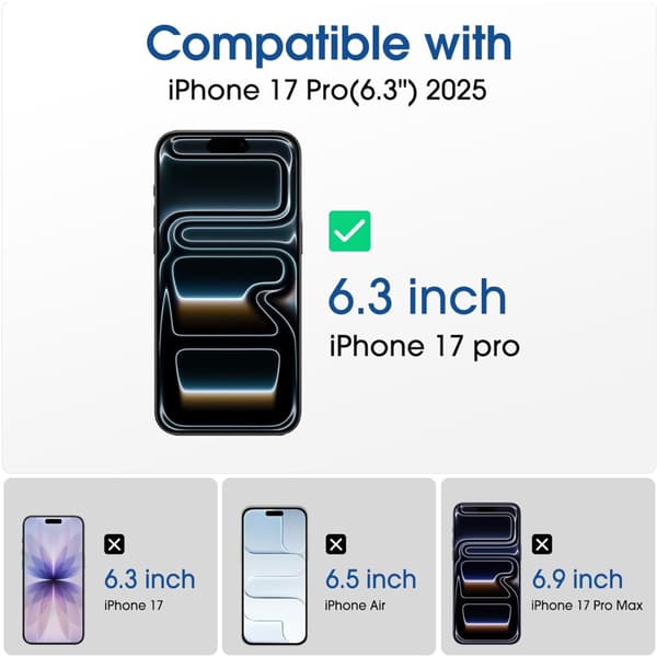 3-Pack Iphone 17 Pro skärmskydd härdat glas premium