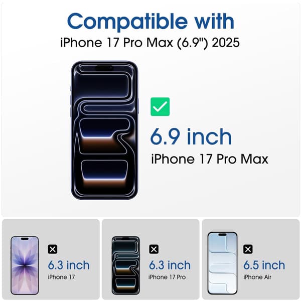 3-Pack Iphone 17 Pro Max skärmskydd härdat glas premium