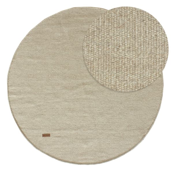 Dalen Beige Rund Uldmåtte 200 cm – Blød & Holdbar