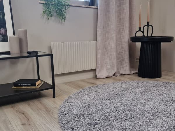 Komon Sølv Rund 160 cm Ryemåtte