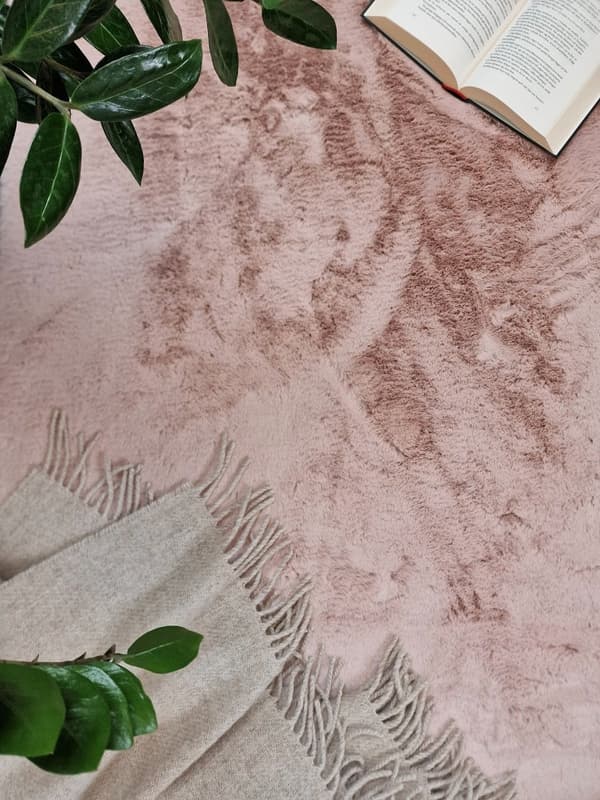 Eiderelle Rosa Rund 200 cm Blød Pels-look Tæppe