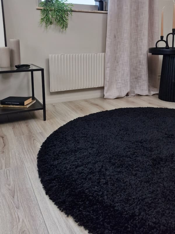 Komon Sort Rund 160 cm Ryemåtte