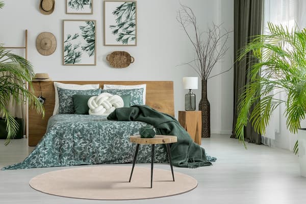 Clario Creme Rundt Vaskbart Tæppe 240 cm i Polyester