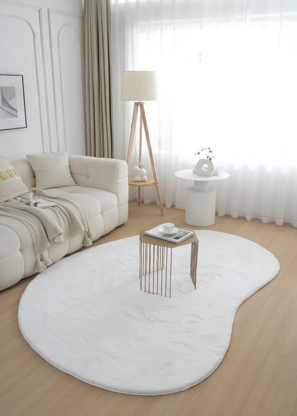 Rabbit Shape Offwhite 200x290 cm Vaskbar Pelsmåtte