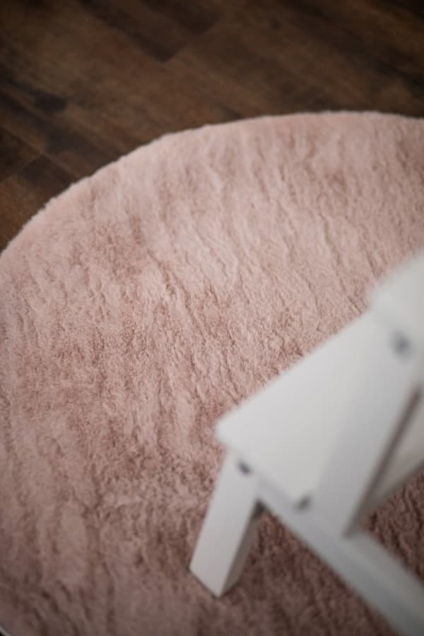 Eiderelle Rosa Rund Blød Pelslook Tæppe 80 cm