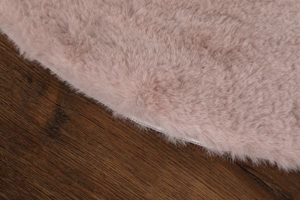 Eiderelle Rosa Rund Blød Pelslook Tæppe 80 cm