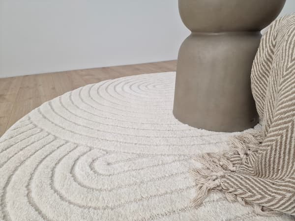 Lior Vit Rund 120 cm Wiltonmatta