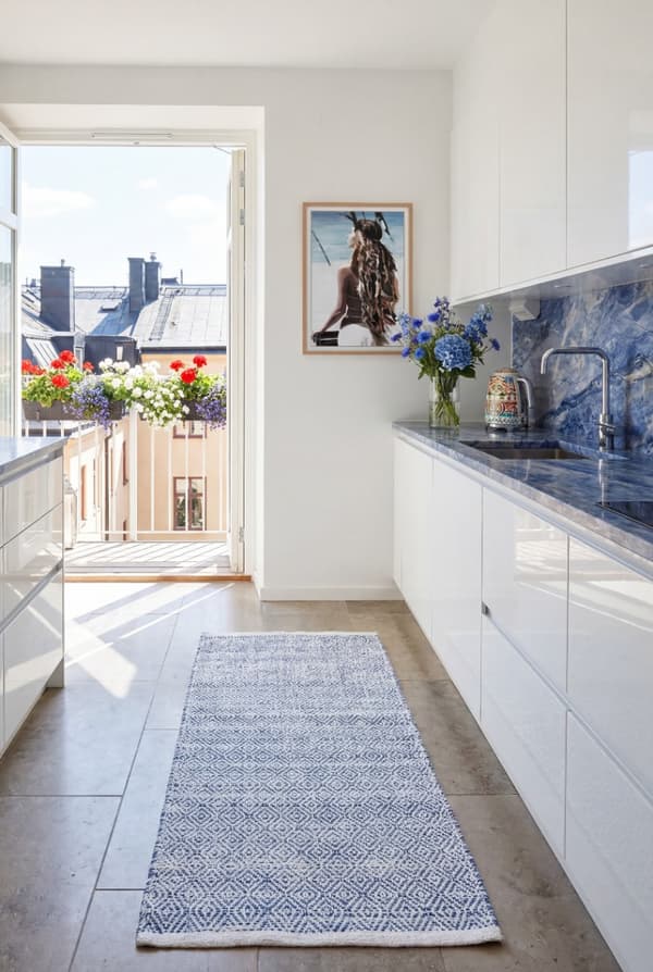 Myrmark Blå 75x270 cm Trasmatta