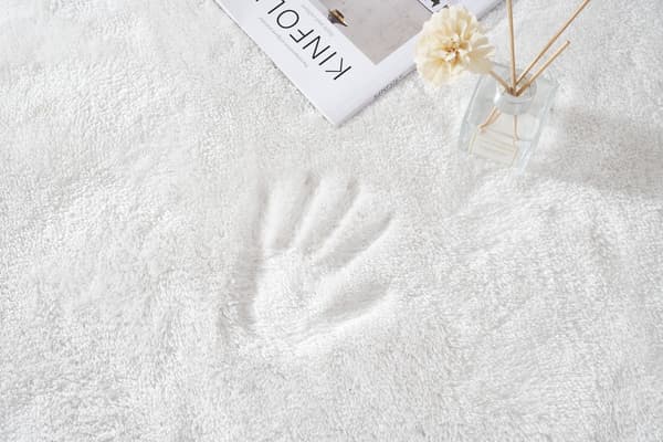 Fluffy Offwhite Kvadratisk Vaskbar Blød Tæppe 240 cm