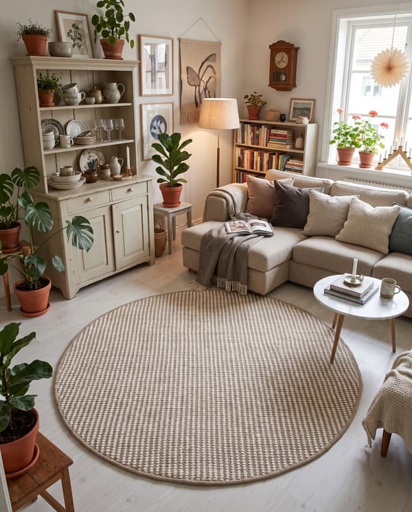 Nellie Beige Rund 160 cm Ullmatta