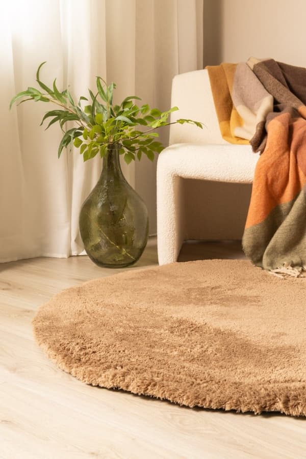 Lucid Mocca Rund Blød Ryamatta 160 cm