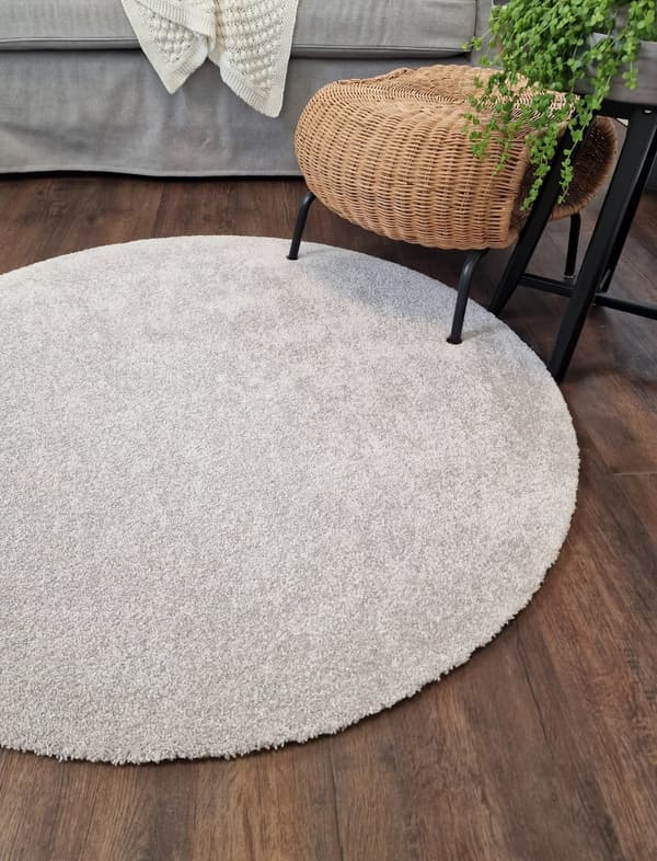 Clario Sølv Rund 120 cm Vaskbar Tæppe