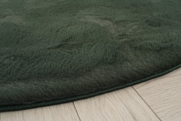 Rabbit Eco Mørkegrøn Rund Pelsmåtte 200 cm
