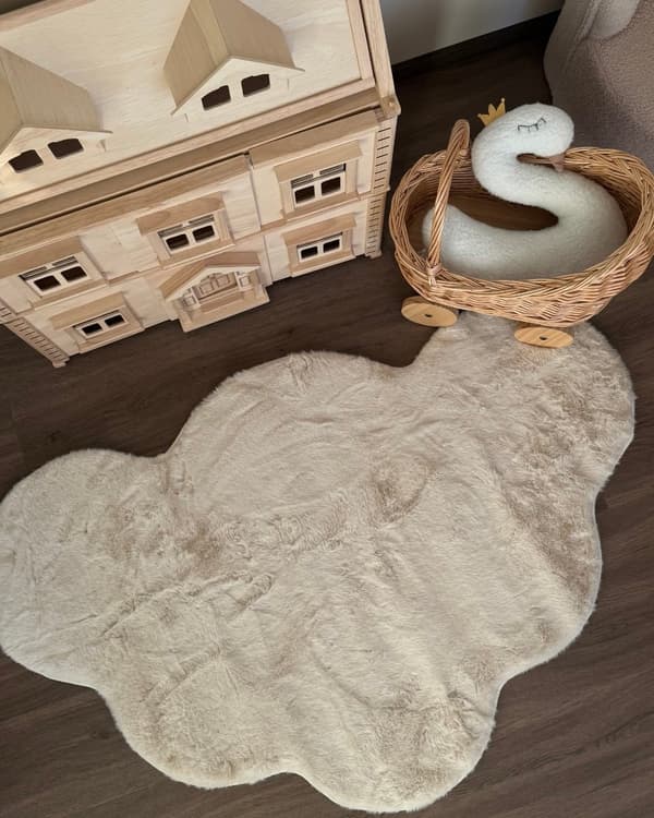 Rabbit Cloud Lys Beige Børnetæppe 80x120 cm Blødt Pels-look