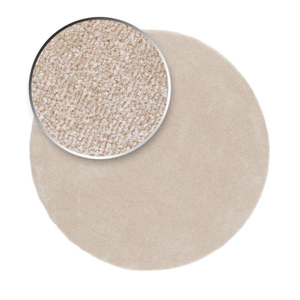 Clario Creme Rundt Vaskbart Tæppe 240 cm i Polyester