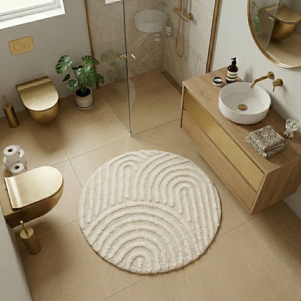 Noah Bene Vit Rund 100 cm Badrumsmatta