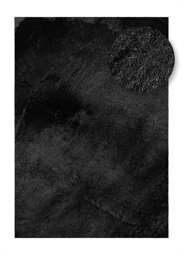 Koning Svart 240x340 cm Blød Ryatæppe i Polyester