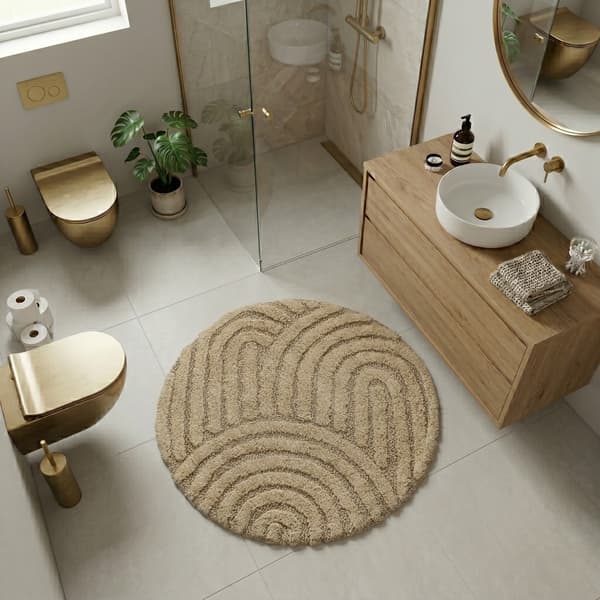 Noah Bene Taupe Rund 60 cm Badrumsmatta