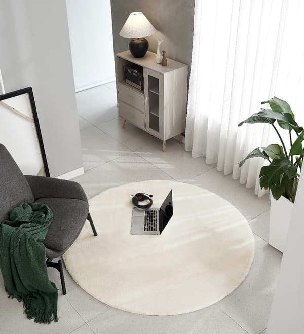 Rabbit Eco Offwhite Rund Pelsmåtte 240 cm