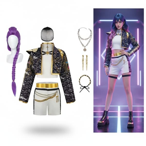 2025 K-Pop Demon Hunterin asusetti + 4 lisätarviketta