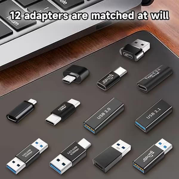 12-delers USB-C og USB 3.0 Adaptersett