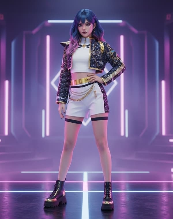 2025 K-Pop Demon Hunter-kostymset + 4 extra tillbehör