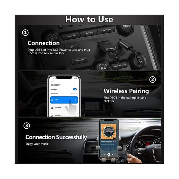 Trådløs USB Bluetooth 5.0 Audio Receiver 3.5mm AUX