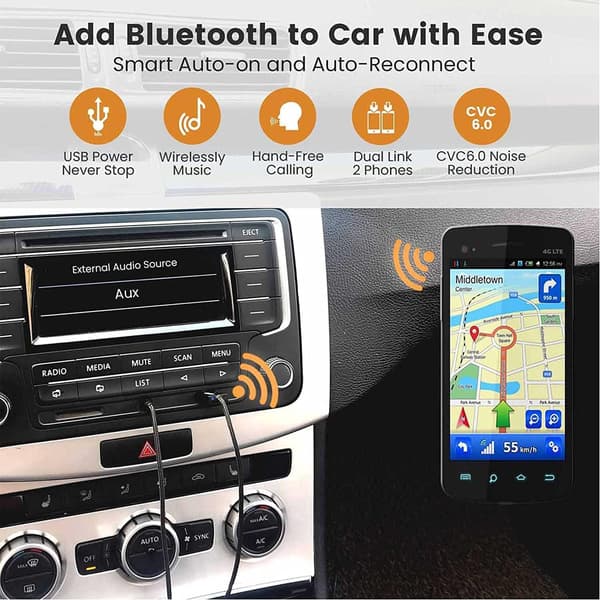 Trådløs USB Bluetooth 5.0 Audio Receiver 3.5mm AUX
