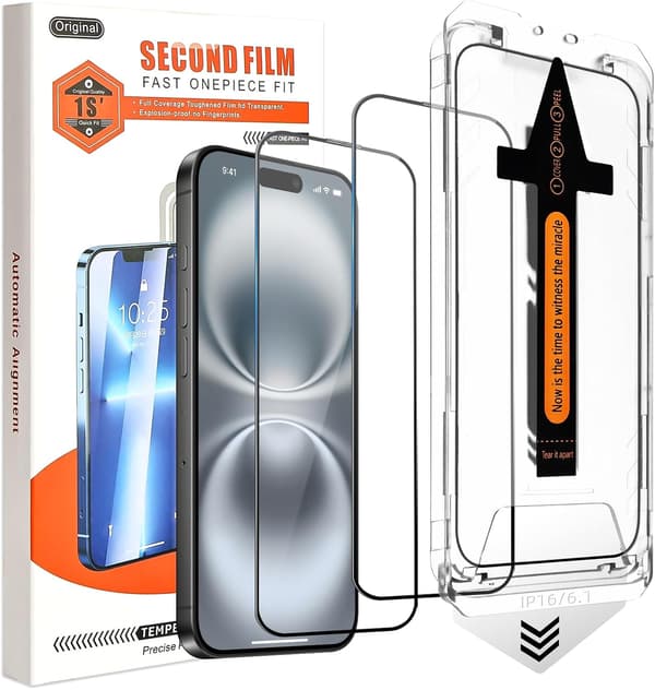 2-Pack Skjermbeskytter kompatibel med iPhone 16 – Ramme