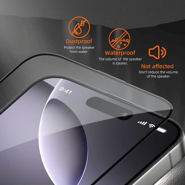 2-Pack Skærmbeskyttelse kompatibel med iPhone 16 Pro Max – Ramme