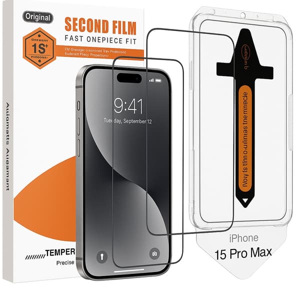 2-Pack Skærmbeskyttelse kompatibel med iPhone 15 Pro Max – Ramme