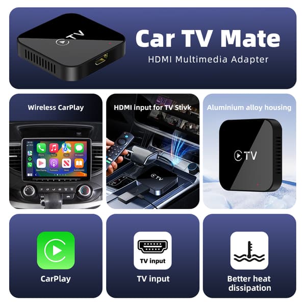 Bil TV Converter til trådløs CarPlay og HDMI-streaming