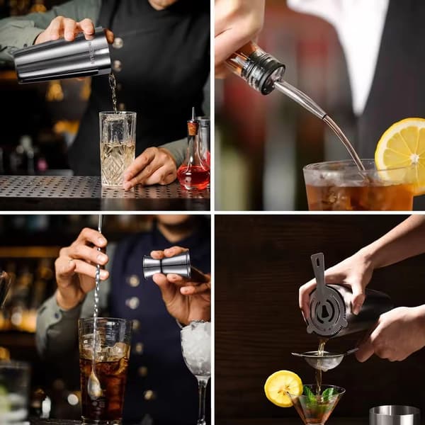 Cocktailshakersæt, 12 dele – bartenderkit med tilbehør til hjemmebar
