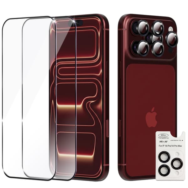 2-Pack iPhone 18 Pro Max Skærmbeskyttelse & 2-Pack linsebeskyttelse - Hærdet Glas 9H - Super kvalitet 3D